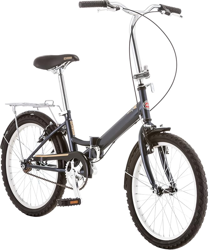 Schwinn Hinge Adult Folding Bike, 20-inch Wheels, Rear Carry Rack, Inc