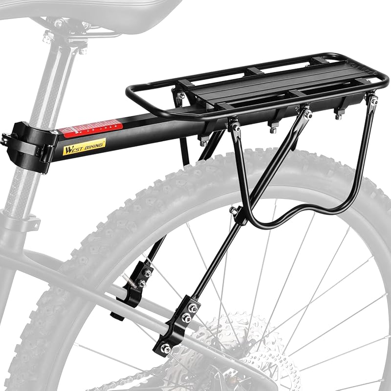110Lb Capacity Adjustable Bike Cargo Rack with Reflective Logo for Alm