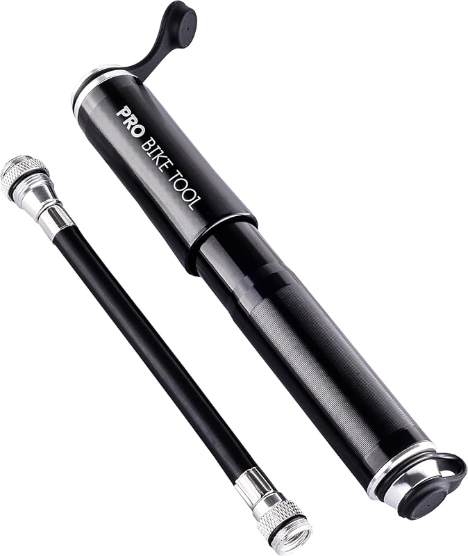 Compact and portable bicycle pump with dual valve compatibility for fa