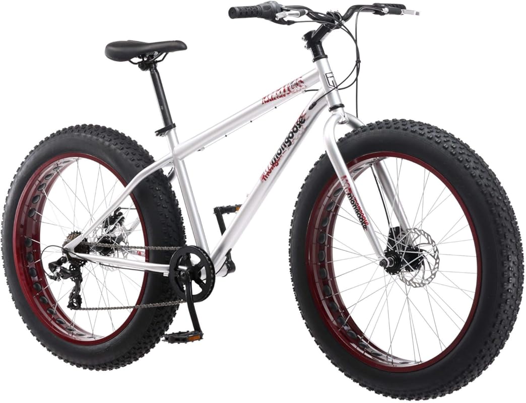 Mongoose Malus Fat Tire Mountain Bike with 7-Speed, Steel Frame, and D
