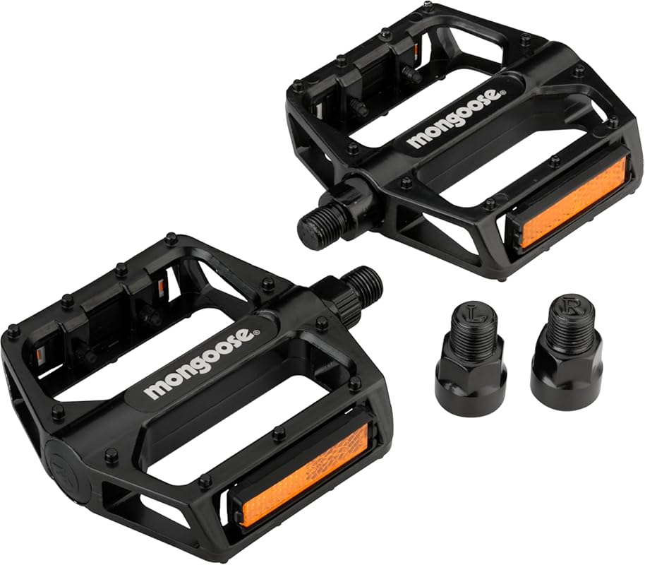 Mongoose Mountain Bike Pedals: Lightweight Durable Alloy with Reflecto