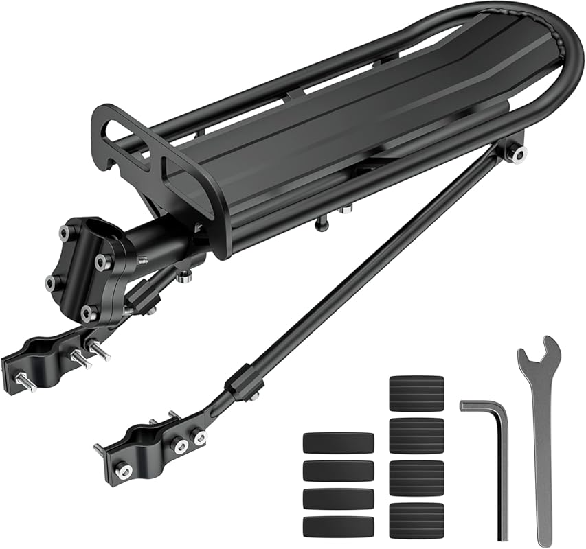 Durable Aluminum Rear Bike Rack with Quick Release, Adjustable Mount &