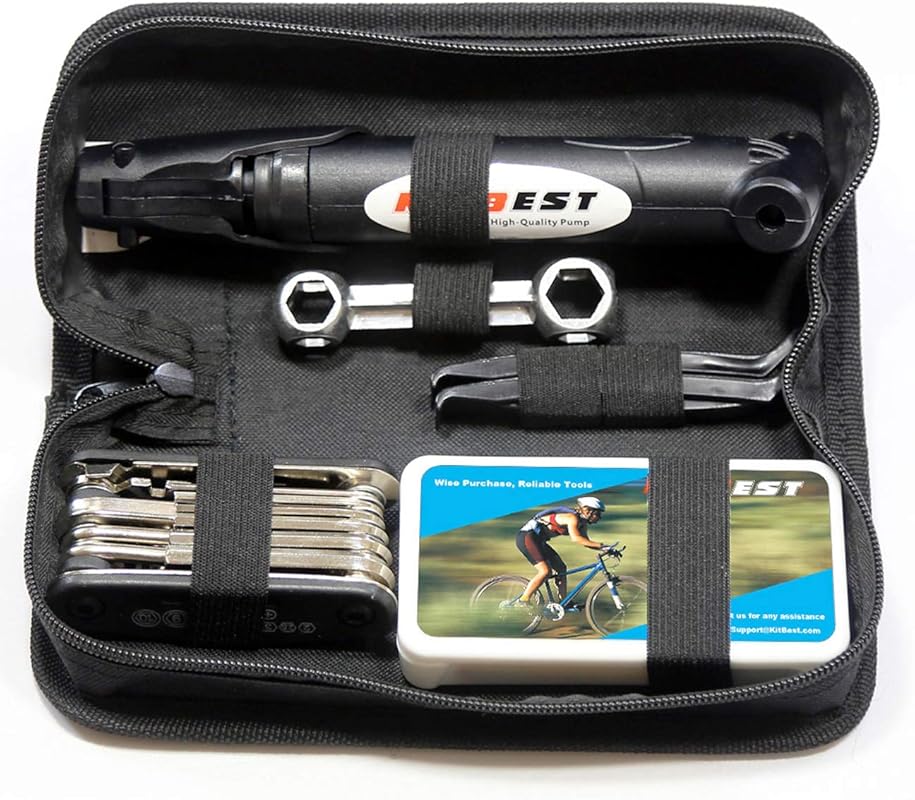 Kitbest 16-in-1 Bike Multi Tool with 100 PSI Mini Pump & Glueless Tire