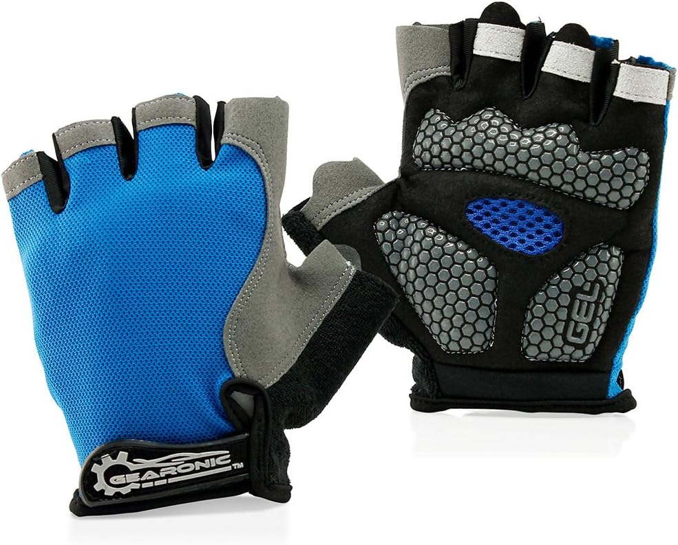GEARONIC Men’s Fingerless Cycling Gloves with Gel Padding & Anti-Slip