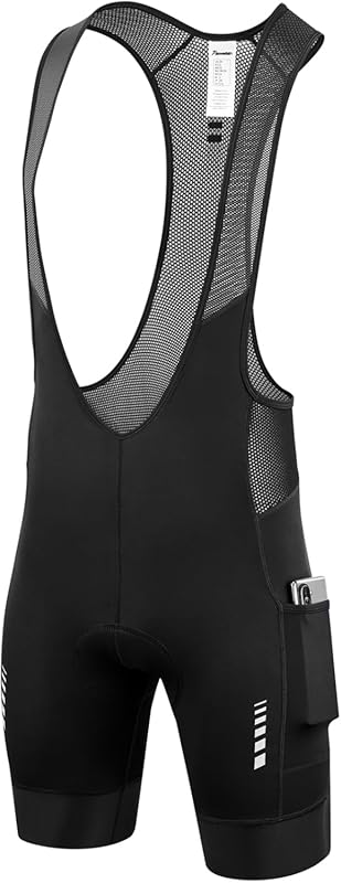 Przewalski Men's Cycling Bib Shorts with Phone Pockets, 4D Padded Brea