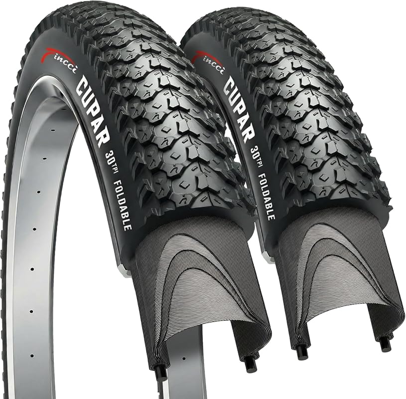 Fincci 26x2.125 Foldable Kevlar Knobby Mountain Bike Tires for Dirt, T
