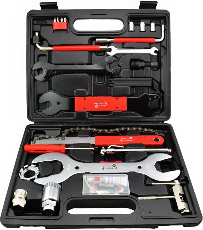 Lumintrail 42-Piece Mountain, Dirt & Road Bike Repair Tool Kit with Ca