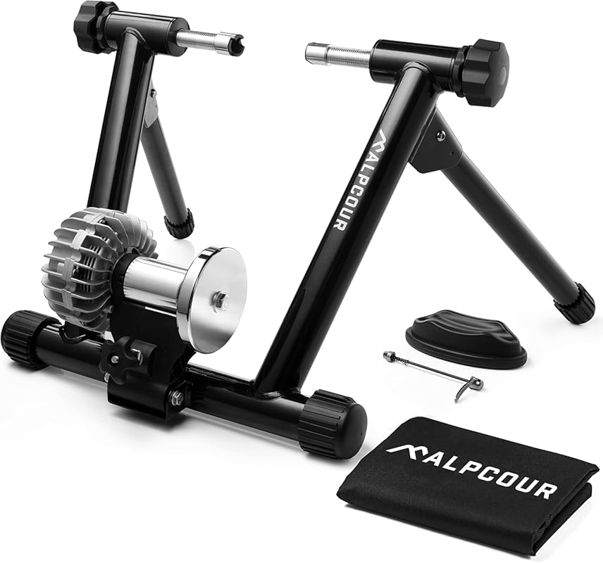 Alpcour Fluid Bike Trainer Stand: Portable Foldable Stainless Steel wi