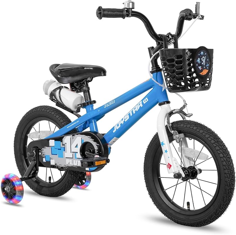 JOYSTAR Pluto Kids Bike with Light-Up Training Wheels for Ages 3-12