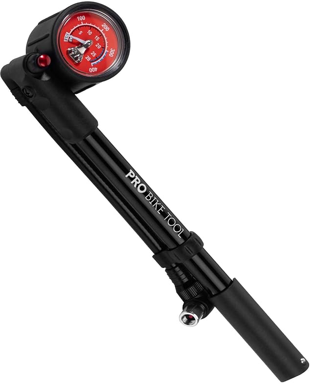 PRO BIKE TOOL High Pressure 300 PSI Shock Pump for Suspension Forks & 