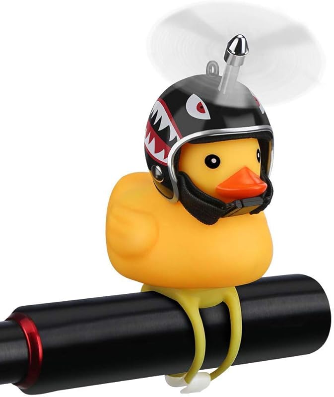 NEKRASH Duck Bike Bell with LED Light Cute Rubber Propeller Horn for K