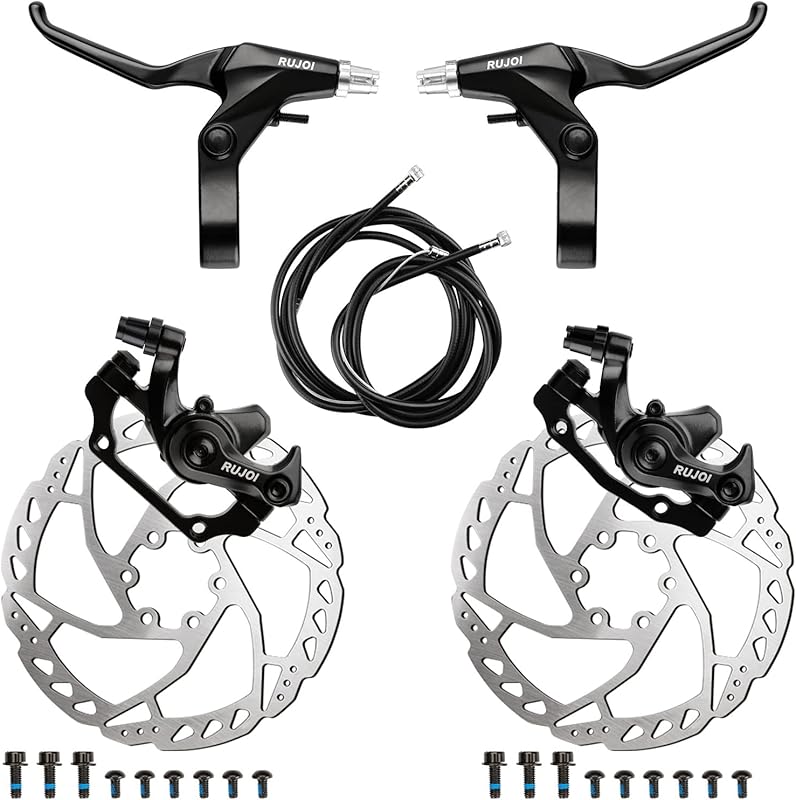 RUJOI Full Aluminum Bike Disc Brake Kit with 160mm Rotor & Tool-Free P