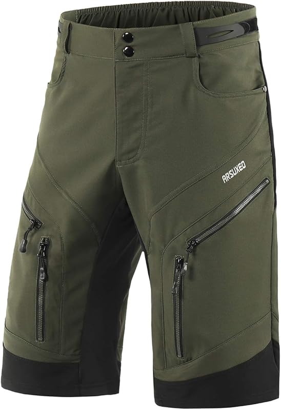 ARSUXEO Men's Water Resistant Loose Fit Cycling Shorts for Mountain Bi