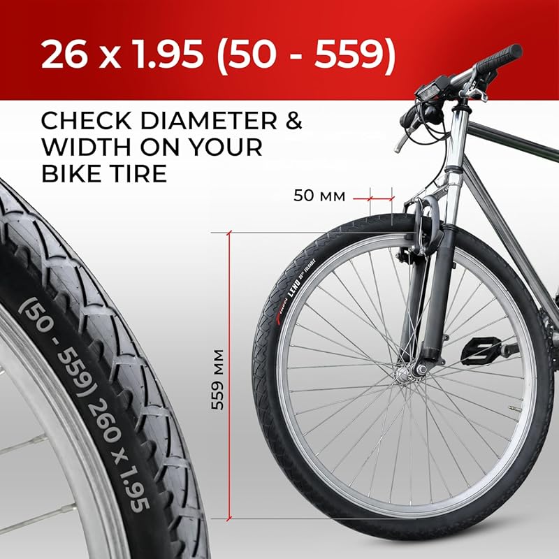 Fincci Slick City 26x1.95 Foldable Mountain Bike Tires with Kevlar for