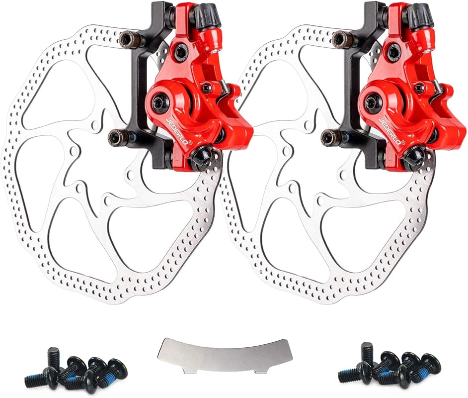 Farbetter Red Bike Disc Brake Kit with 160mm Rotor & Tool-Free Adjustm