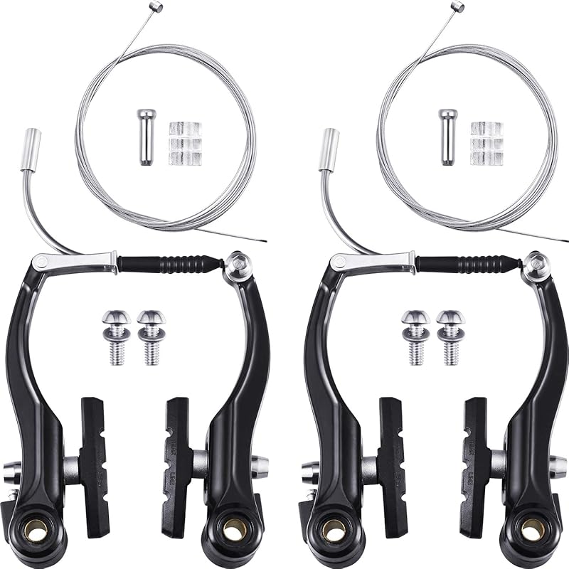 Universal Mountain Bike Brake Set – 2 Pairs with Cables, End Caps & Fe