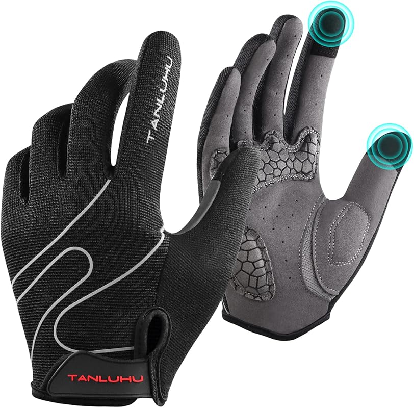 Full Finger Touch Screen Cycling Gloves with Anti-Slip & Shock-Absorbi