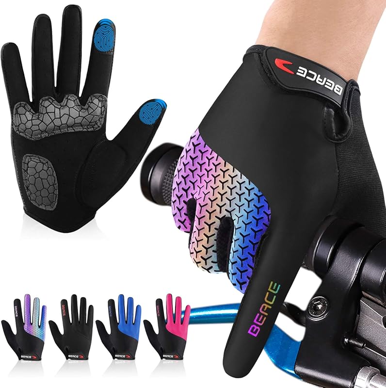BEACE Colorful Night Glow Touchscreen Full-Finger Cycling Gloves for W