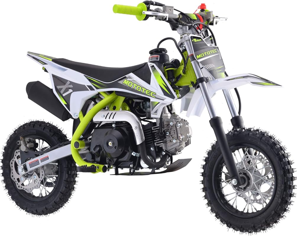 MotoTec X1 110cc Gas Dirt Bike Green – 4-Stroke Off-Road Motorcycle