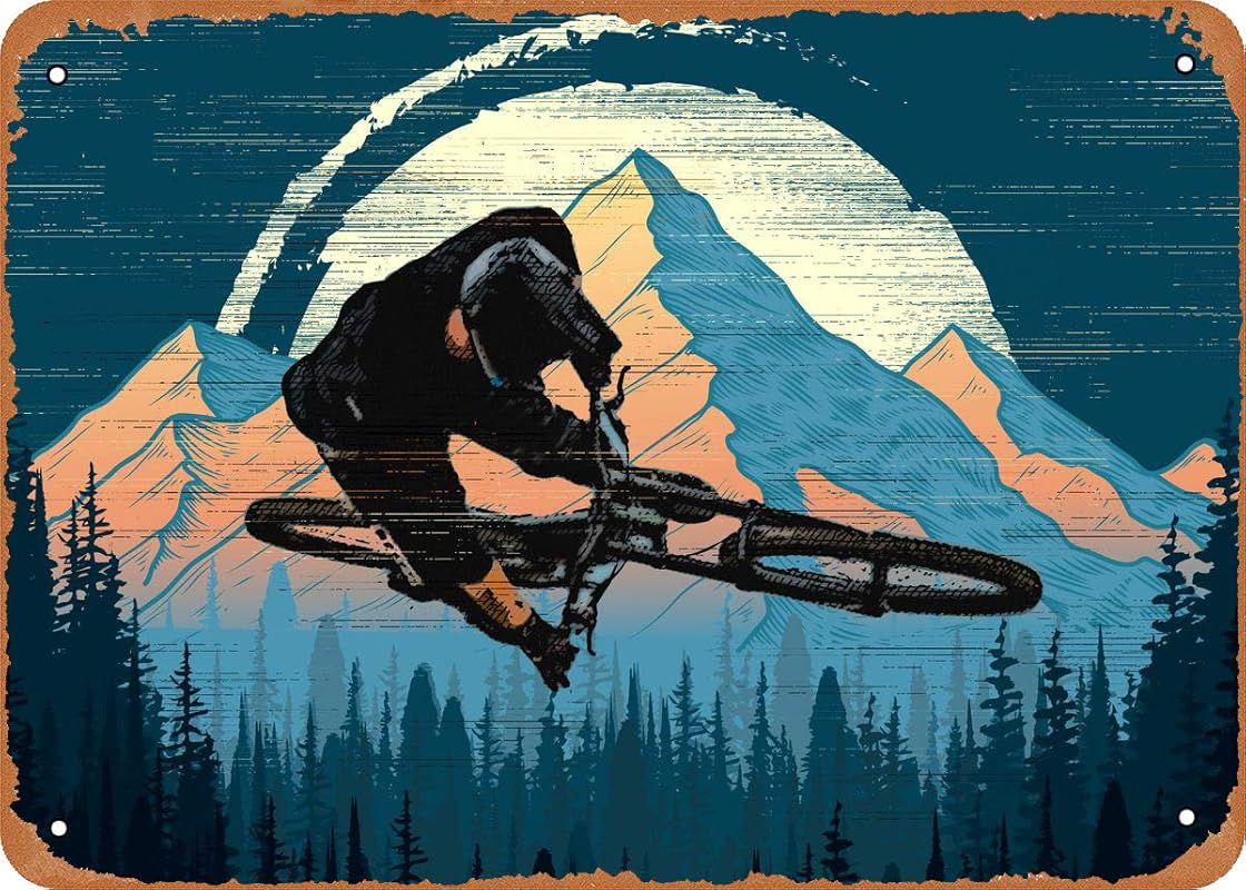 Fanzi Vintage Metal Sign – Mountain Bike Trick Wall Decor – 8