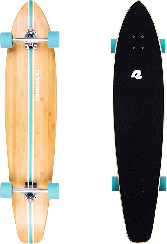 Retrospec Zed Pintail Longboard Skateboard with Bamboo Deck, ABEC-7 Be