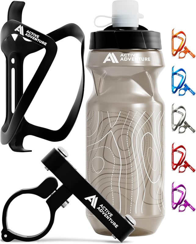 Durable Alloy Bike Water Bottle Combo: 20oz Squeeze Bottle & No-Screw