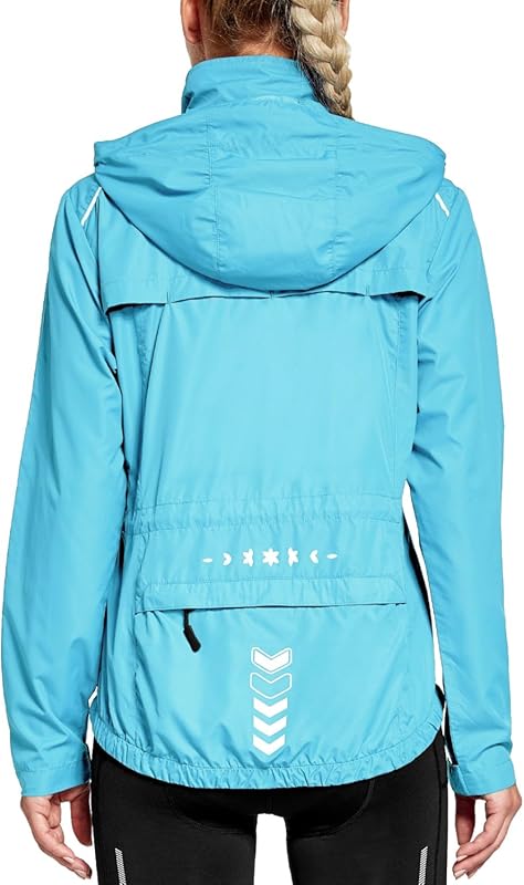 FitsT4 Women's Lightweight Windproof Cycling Jacket with Hood, Reflect