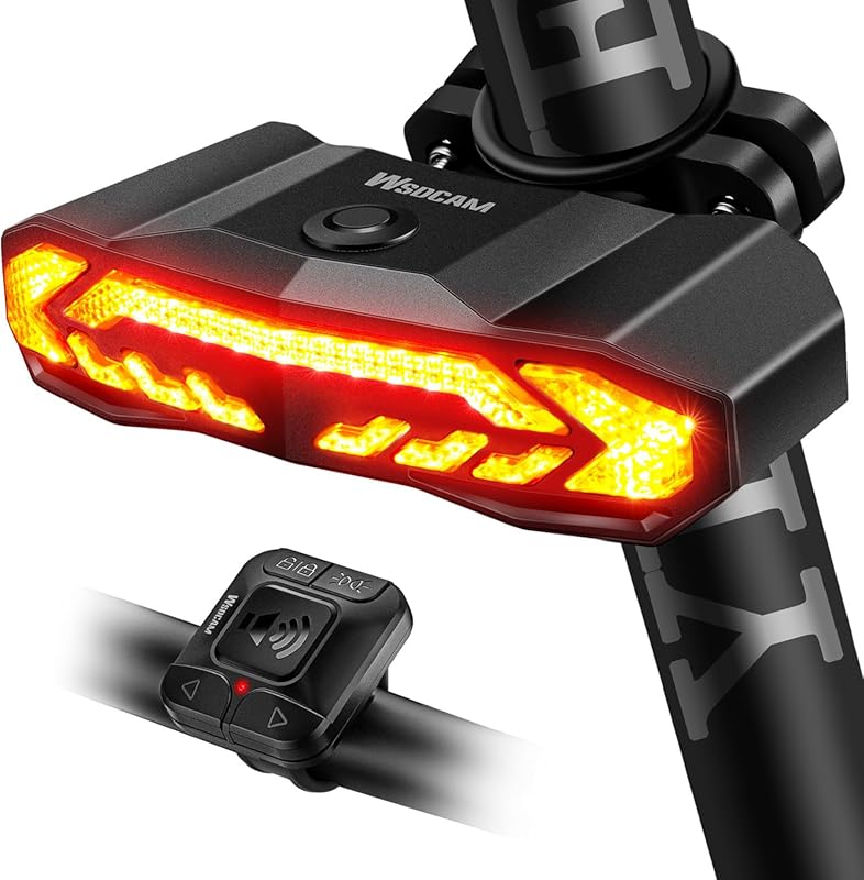 WSDCAM Smart Bike Light with Turn Signals, Brake Light, Alarm Horn, US