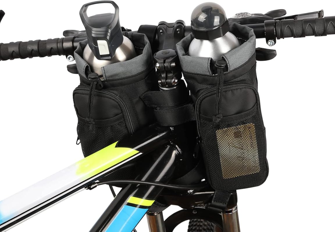 Lightweight Waterproof Bike Handlebar Bag with Insulated Bottle Holder