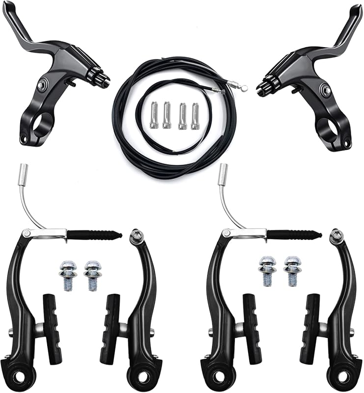 V-Type Universal Bike Brake Set with Front/Rear Calipers, Cables & Mul