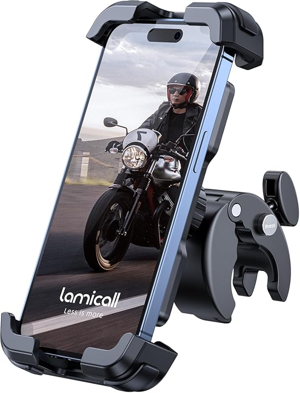 Lamicall Metal Lock Motorcycle Phone Mount - Upgrade Handlebar Clamp f