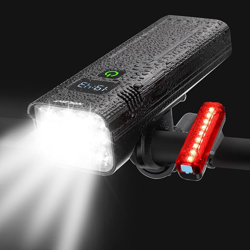 10000Lumen LED Bike Headlight with High/Low Beam & Free Taillights for