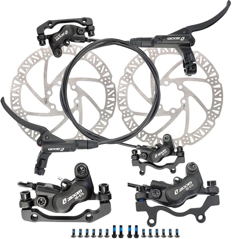 JFOYH Zoom HB876 Pre-Bled 4-Piston Disc Brake Kit with 160mm Rotors