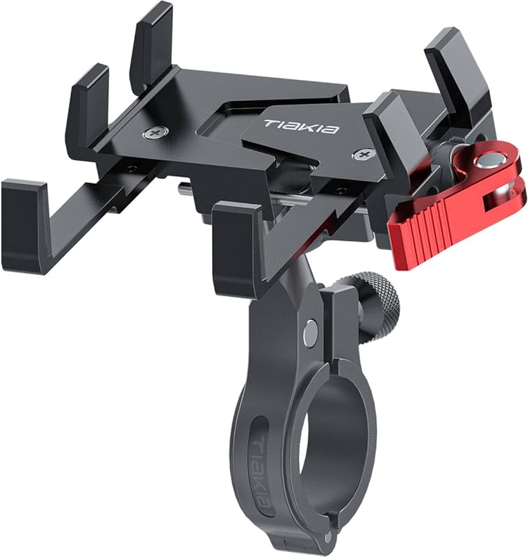 Tiakia Aluminum Motorcycle Phone Mount, 360° Rotation Handlebar Holder