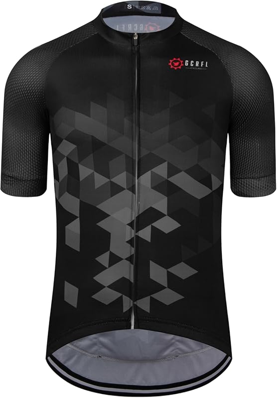 GCRFL Men's Short Sleeve Cycling Jersey, 3 Rear Pockets, Zipper, Breat