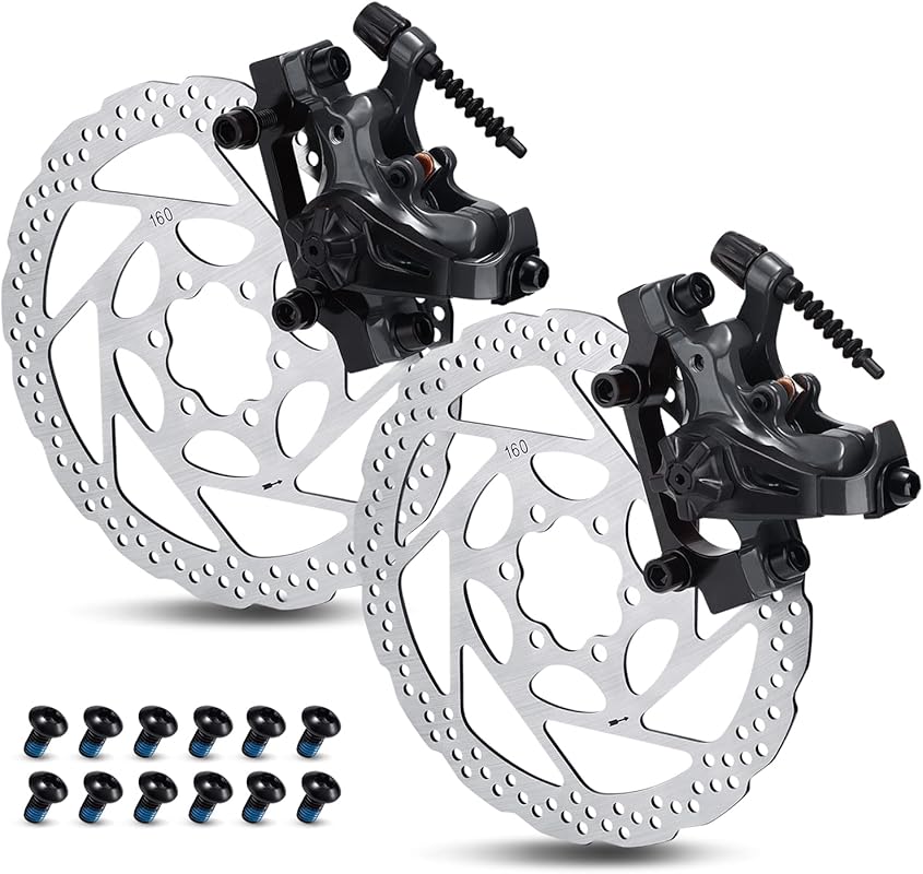 TOBWOLF Dual Piston Mechanical Brake Set with 160mm Rotors for MTB, Ro
