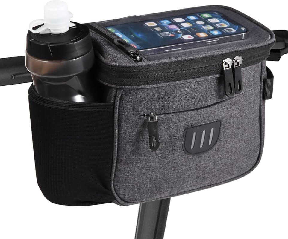 Large Transparent Bike Handlebar Bag with Shoulder Strap for Bicycles