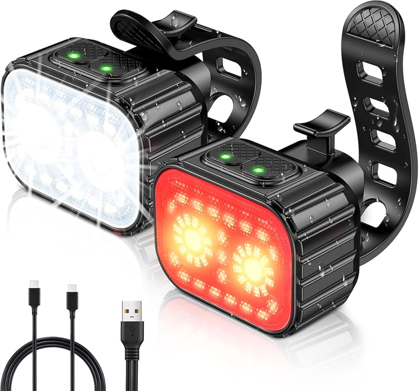 Cuvccn Rechargeable Super Bright Bike Lights Multiple Modes Waterproof
