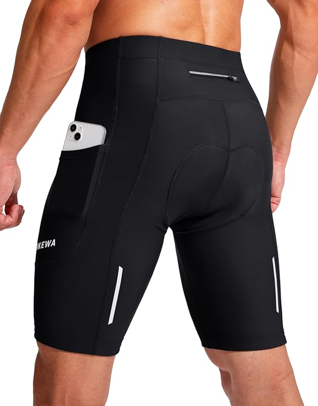UPF 50+ 3D Padded Bike Shorts with Zipper Pockets for Men