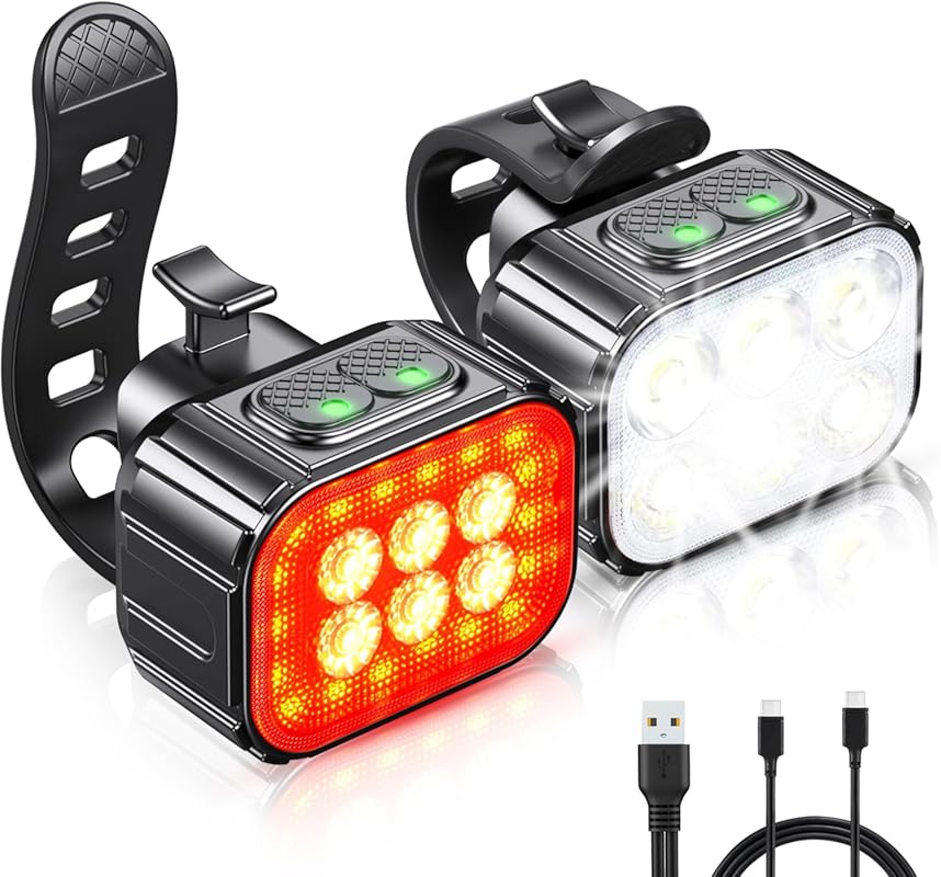 Cuvccn Super Bright Rechargeable Bike Lights with Multiple Modes, Wate