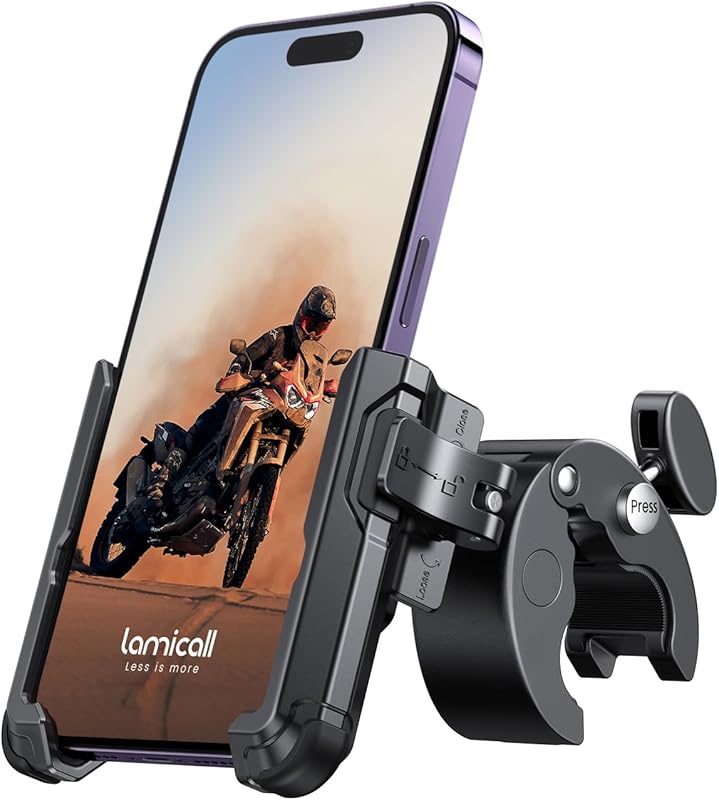 Lamicall Motorcycle Phone Mount with Camera Friendly Design & 1s Lock 