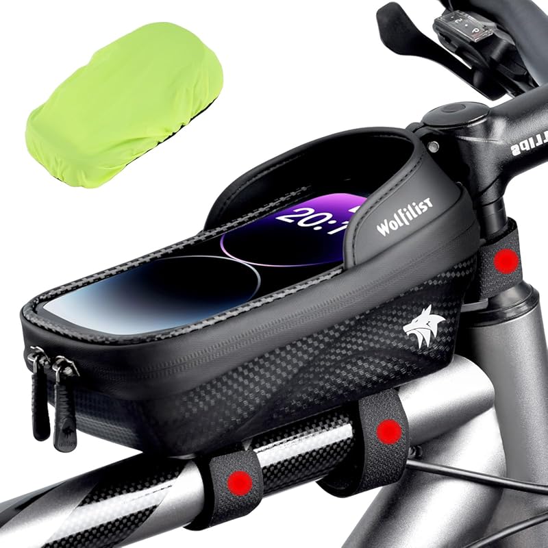Wolfilist Waterproof Bike Frame Bag with Sun Visor Rain Cover Phone Ho