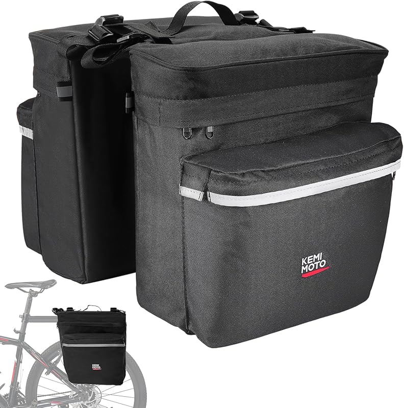 KEMIMOTO 34L Waterproof Rear Rack Pannier Bag with Rain Cover