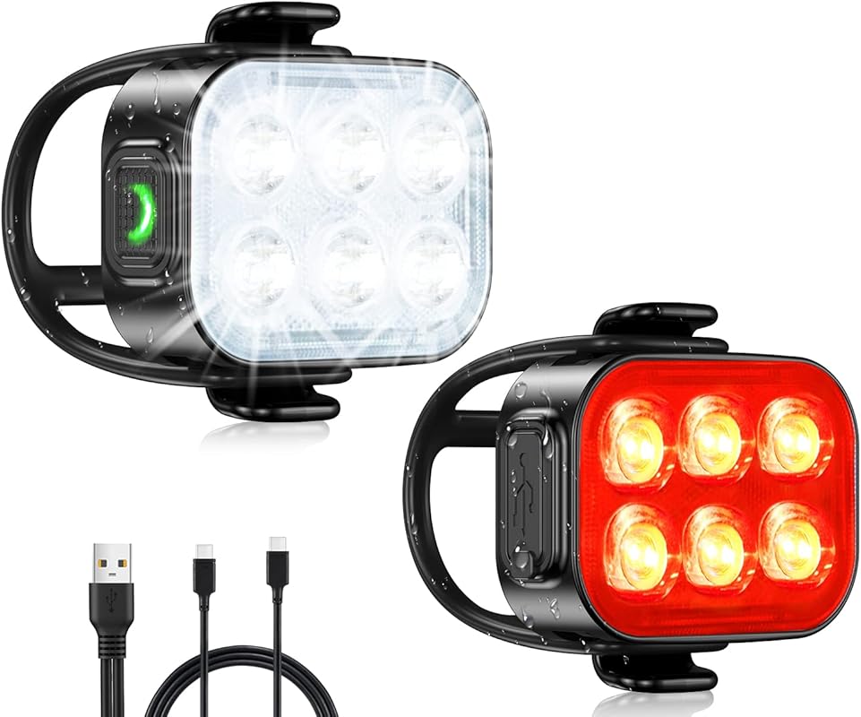Zewdov USB Rechargeable Bike Headlight & Taillight with 4+6 Modes and 