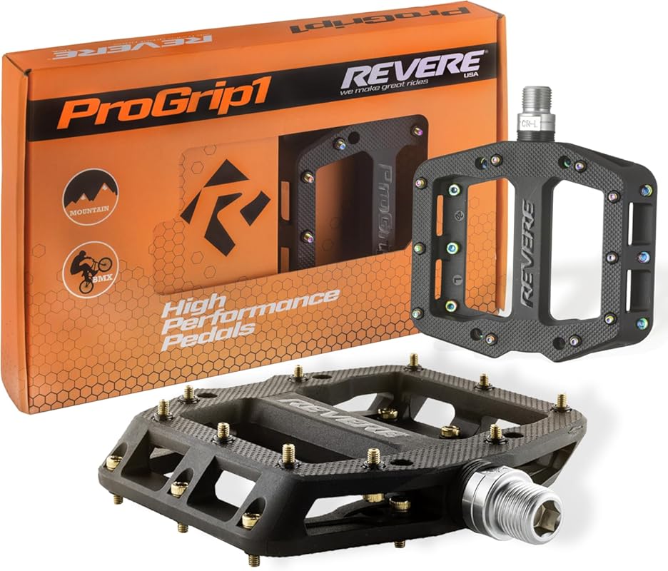 Revere Pro Grip MTB Pedals – Ultra Smooth Bearings, Nylon Composite, R