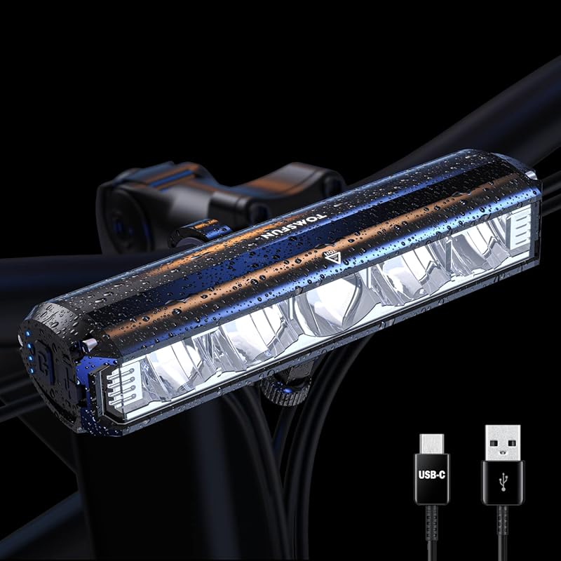 2600 Lumen USB-C Rechargeable Bike Light with High/Low Beam, Waterproo