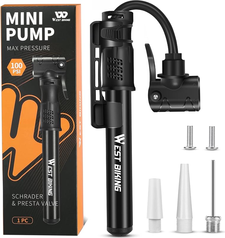 Lightweight Aluminum Mini Bicycle Pump for Presta & Schrader Valves, F