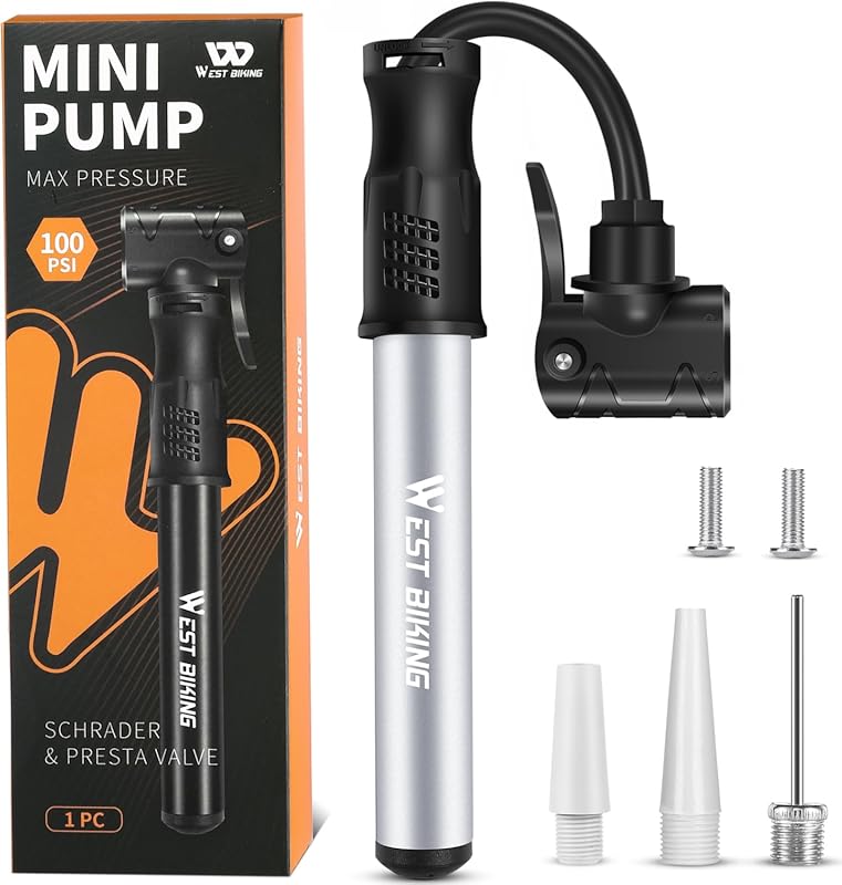 Aluminum Alloy Mini Bicycle Pump, Fast Inflate for Presta & Schrader V