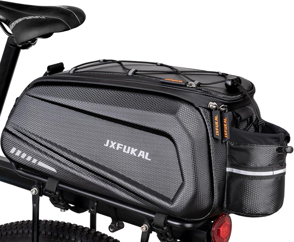 JXFUKAL Hard Shell Waterproof Rear Rack Pannier Bags with Reflector, R