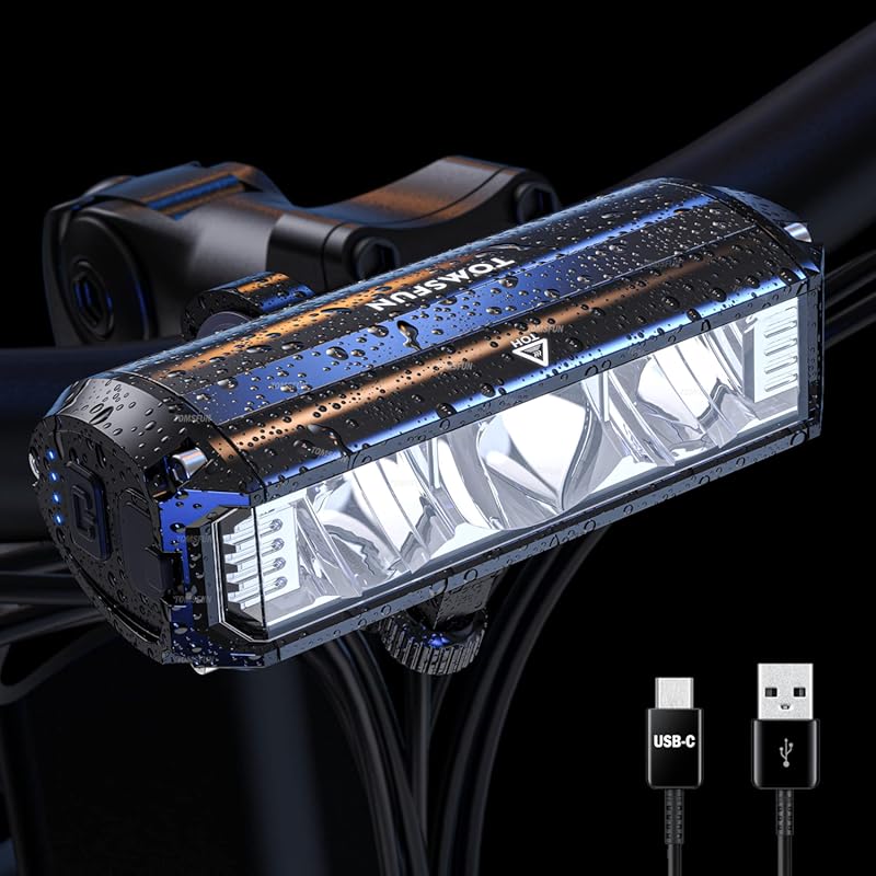 2600 Lumen USB-C Rechargeable Bike Light with High/Low Beam, Waterproo